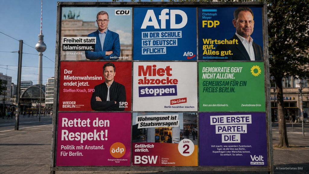 Wahlkampf Berlin 2026: Neun Parteien und neun ziemlich verschiedene Vorstellungen davon, was mit dieser Stadt nicht stimmt